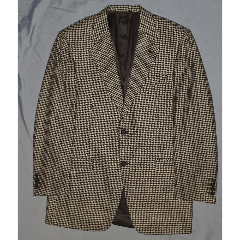 CANALI Exclusive Collection 100% Cashmere Houndstooth Blazer Jacket IT 52 US 42